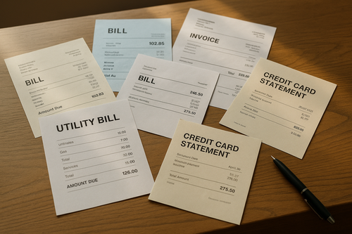 bills on desk